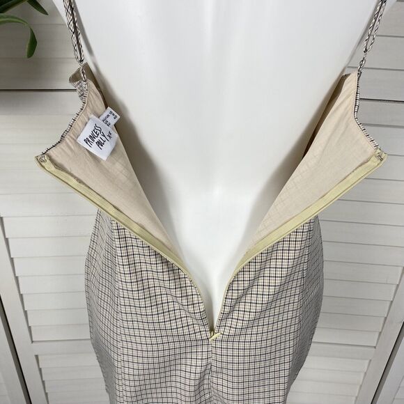 Princess Polly Alaysiah Mini Dress‎ Tan Check Spaghetti Strap AU 12 US Size 8 - Picture 8 of 11